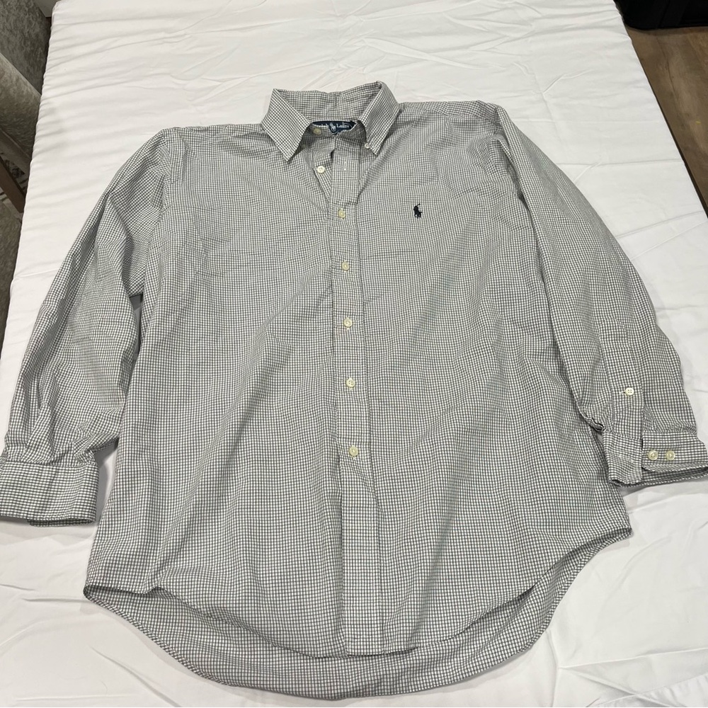 Ralph Lauren Men's Black and White Checkered Shirt Yarmouth Cotton Size 32/33